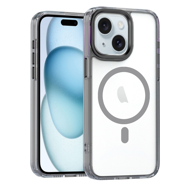 

For iPhone 15 Plus MagSafe Magnetic Clear Phone Case(Black)