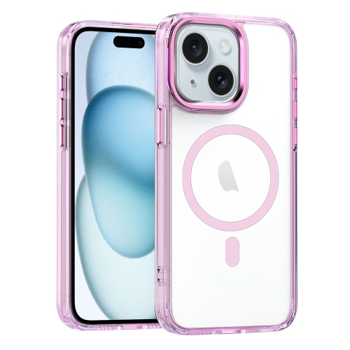 

For iPhone 15 Plus MagSafe Magnetic Clear Phone Case(Pink)