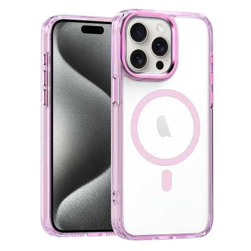 For iPhone 15 Pro MagSafe Magnetic Clear Phone Case(Pink) cross border new electric charging electric clipper cut machine carved oil head cut metal fuselage spot color indicator