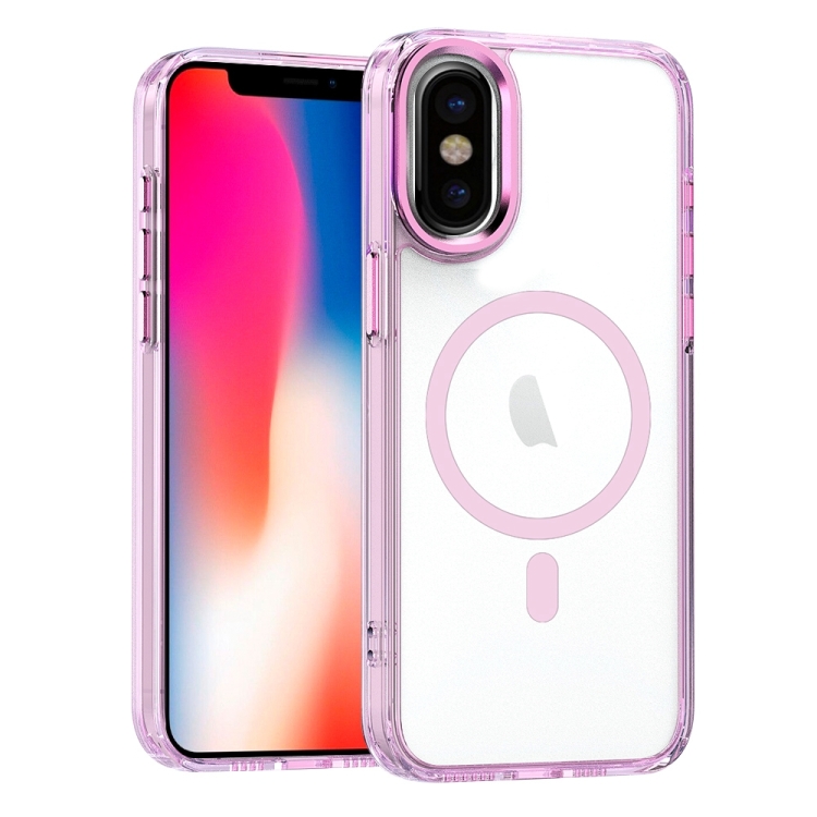 

For iPhone XS / X MagSafe Magnetic Clear Phone Case(Pink)