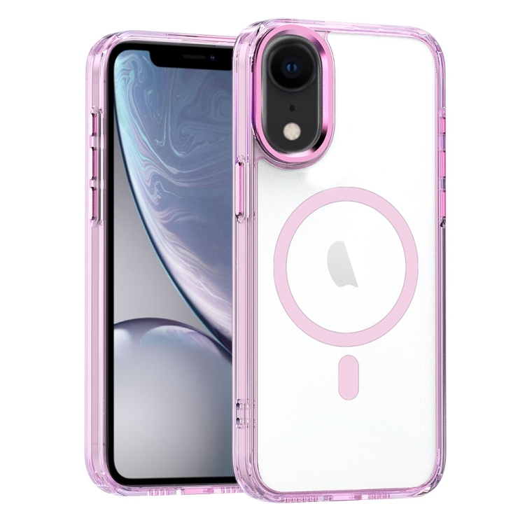 

For iPhone XR MagSafe Magnetic Clear Phone Case(Pink)