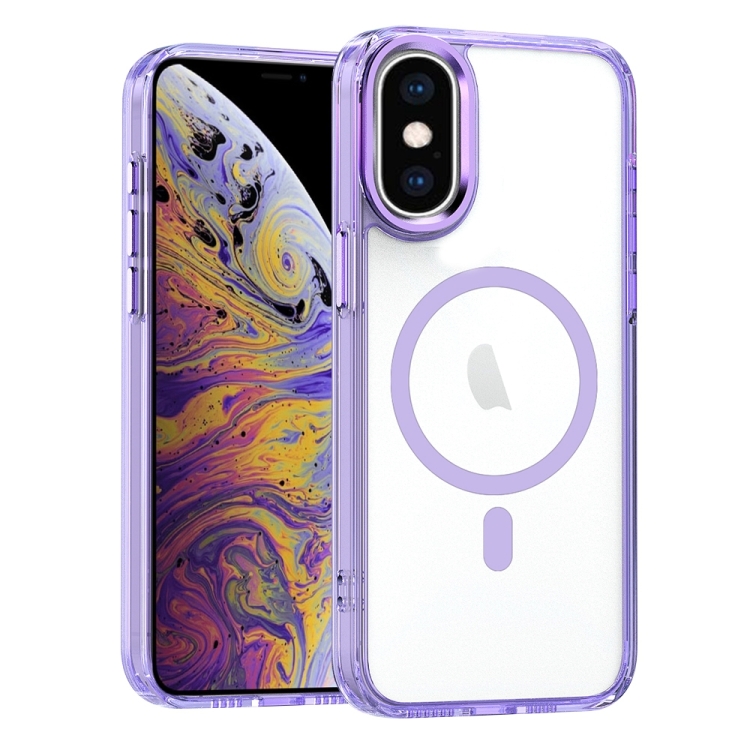 

For iPhone XS Max MagSafe Magnetic Clear Phone Case(Purple)