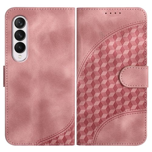 

For Samsung Galaxy Z Fold3 5G YX0060 Elephant Head Embossed Phone Leather Case with Lanyard(Pink)