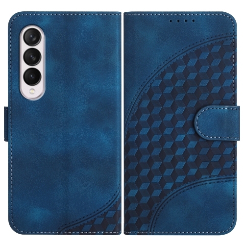 

For Samsung Galaxy Z Fold3 5G YX0060 Elephant Head Embossed Phone Leather Case with Lanyard(Royal Blue)