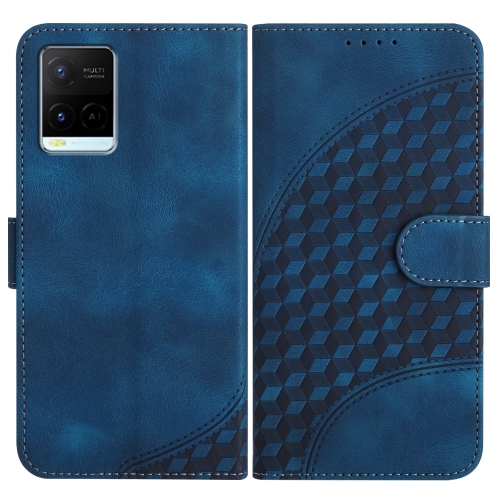 

For vivo Y21/Y33s/Y21s YX0060 Elephant Head Embossed Phone Leather Case with Lanyard(Royal Blue)