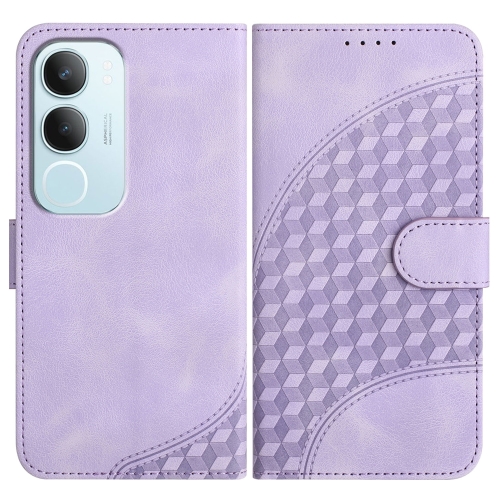 

For vivo Y19s Global Elephant Head Embossed Phone Leather Case with Lanyard(Light Purple)