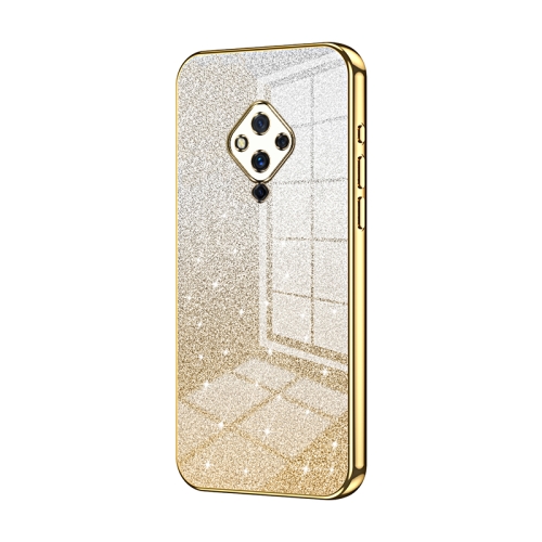 

For vivo S5 Gradient Glitter Powder Electroplated Phone Case(Gold)