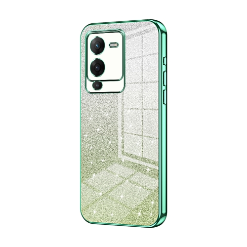 

For vivo S15 Gradient Glitter Powder Electroplated Phone Case(Green)