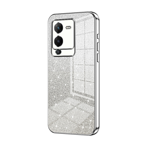 

For vivo S15 Pro / V25 Pro Gradient Glitter Powder Electroplated Phone Case(Silver)