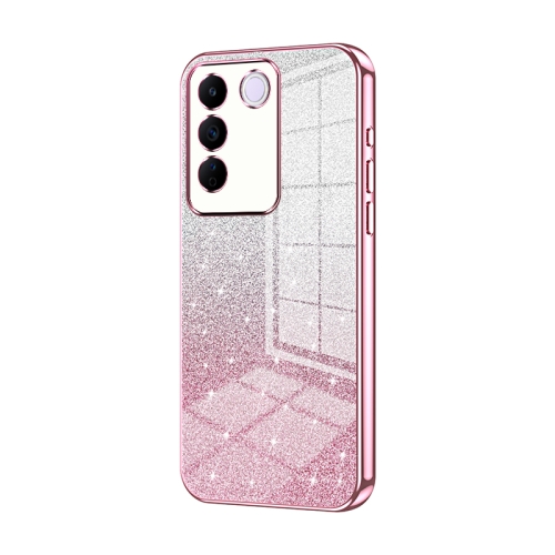 

For vivo S16e / V27e Gradient Glitter Powder Electroplated Phone Case(Pink)