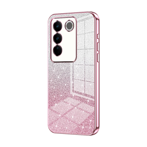 

For vivo S16 Pro / S16 / V27 / V27 Pro Gradient Glitter Powder Electroplated Phone Case(Pink)