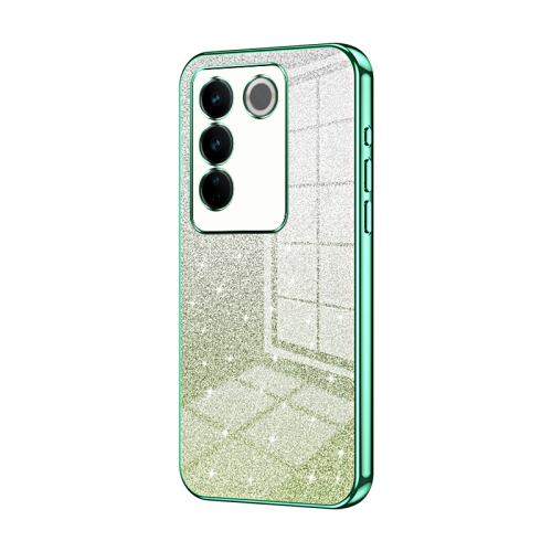 

For vivo S16 Pro / S16 / V27 / V27 Pro Gradient Glitter Powder Electroplated Phone Case(Green)