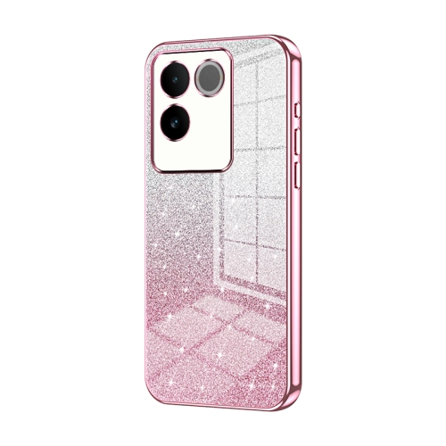 

For vivo S17e / iQOO Z7 Pro Gradient Glitter Powder Electroplated Phone Case(Pink)