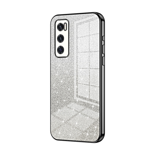 

For vivo V20 SE / Y70 Gradient Glitter Powder Electroplated Phone Case(Black)