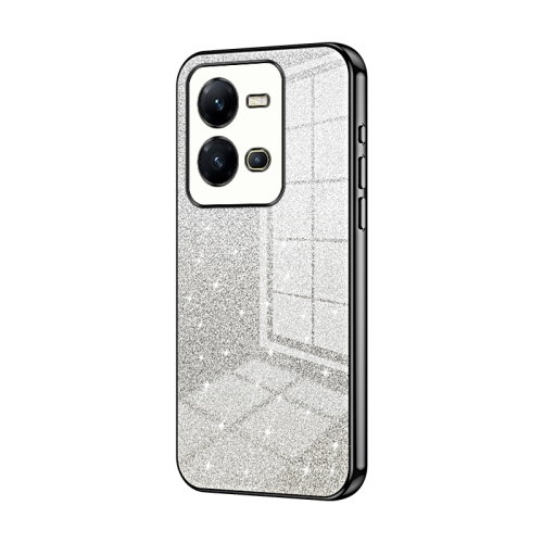 

For vivo V25 / V25e Gradient Glitter Powder Electroplated Phone Case(Black)