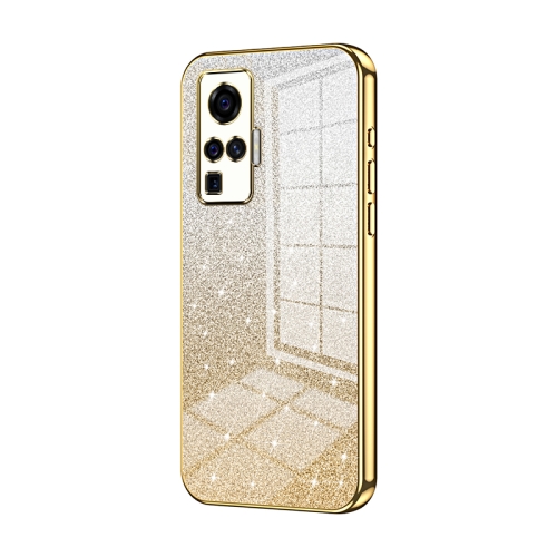 

For vivo X50 Pro Gradient Glitter Powder Electroplated Phone Case(Gold)