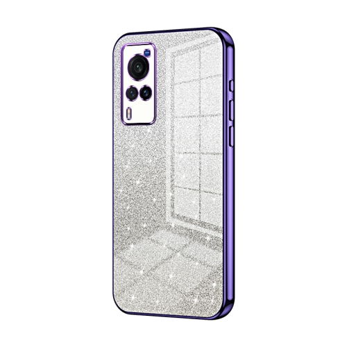 

For vivo X60 Gradient Glitter Powder Electroplated Phone Case(Purple)