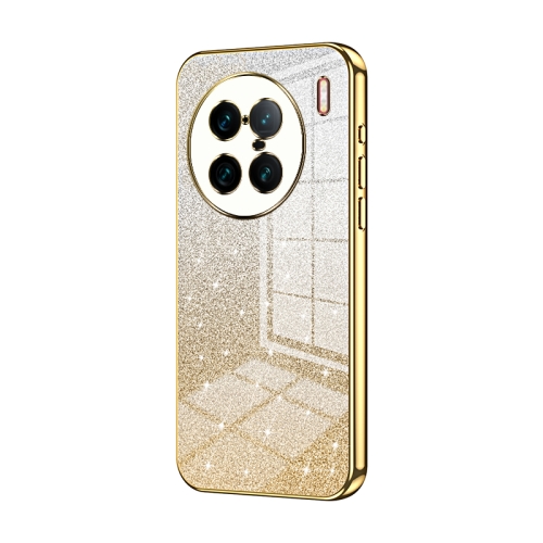 

For vivo X90 Pro+ Gradient Glitter Powder Electroplated Phone Case(Gold)