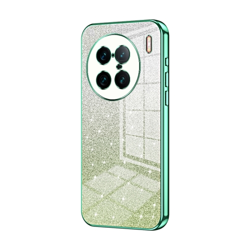 

For vivo X90 Pro+ Gradient Glitter Powder Electroplated Phone Case(Green)