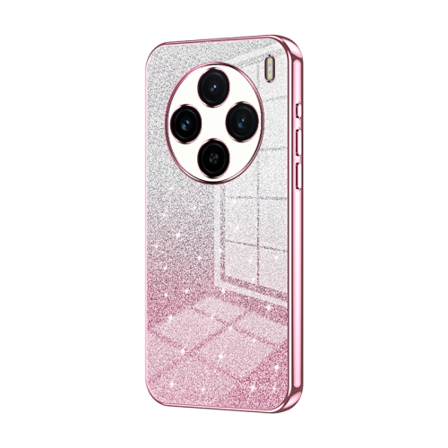

For vivo X100 Gradient Glitter Powder Electroplated Phone Case(Pink)