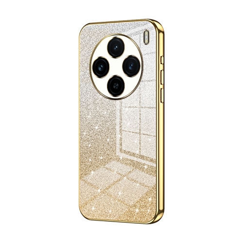 

For vivo X100 Gradient Glitter Powder Electroplated Phone Case(Gold)