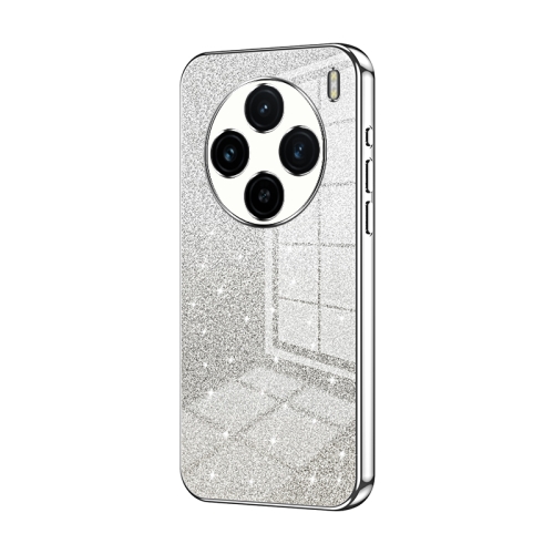 

For vivo X100 Gradient Glitter Powder Electroplated Phone Case(Silver)