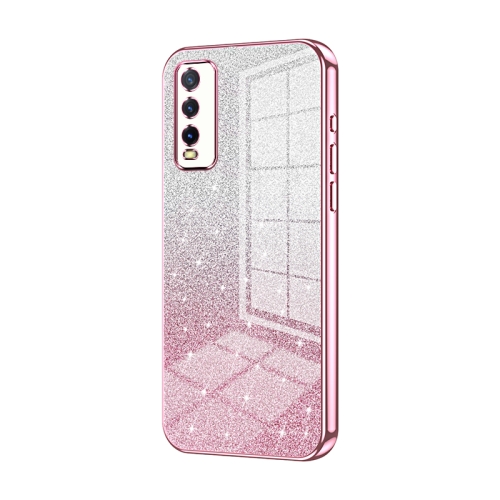 

For vivo Y20 / Y20i / Y20s / iQOO U1x Gradient Glitter Powder Electroplated Phone Case(Pink)