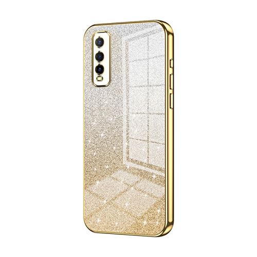 

For vivo Y70s / iQOO U1 / Y51s / Y70t Gradient Glitter Powder Electroplated Phone Case(Gold)