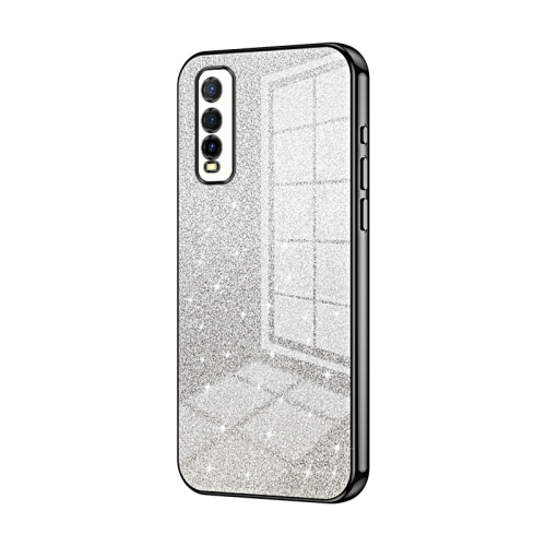 

For vivo Y70s / iQOO U1 / Y51s / Y70t Gradient Glitter Powder Electroplated Phone Case(Black)