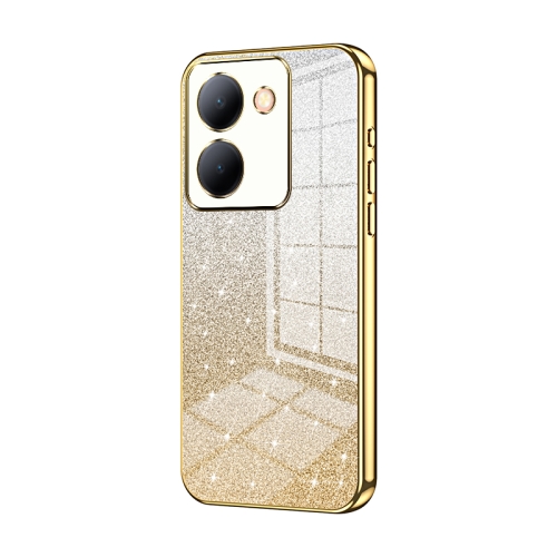 

For vivo Y78 China / Y36 / Y36 5G Gradient Glitter Powder Electroplated Phone Case(Gold)