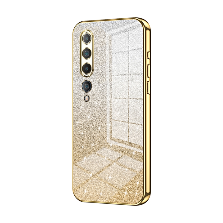 

For Xiaomi Mi 10 5G Gradient Glitter Powder Electroplated Phone Case(Gold)