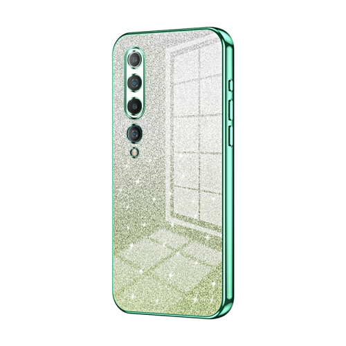

For Xiaomi Mi 10 5G Gradient Glitter Powder Electroplated Phone Case(Green)