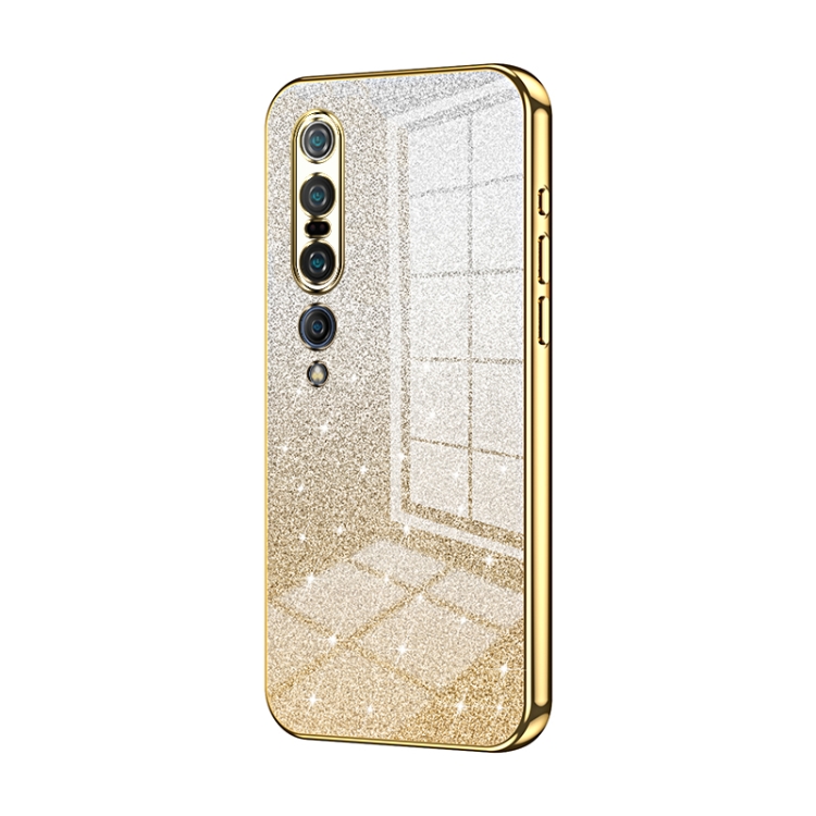

For Xiaomi Mi 10 Pro 5G Gradient Glitter Powder Electroplated Phone Case(Gold)