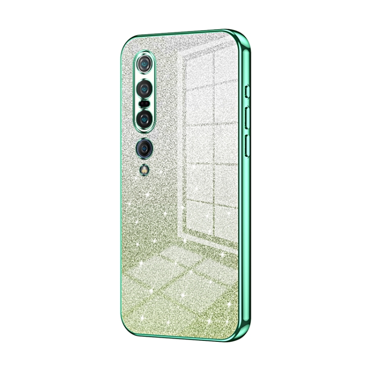 

For Xiaomi Mi 10 Pro 5G Gradient Glitter Powder Electroplated Phone Case(Green)