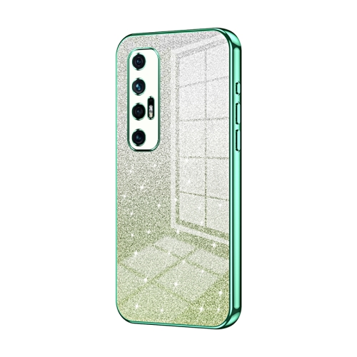 

For Xiaomi Mi 10S Gradient Glitter Powder Electroplated Phone Case(Green)