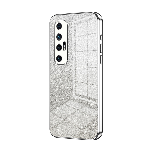 

For Xiaomi Mi 10S Gradient Glitter Powder Electroplated Phone Case(Silver)