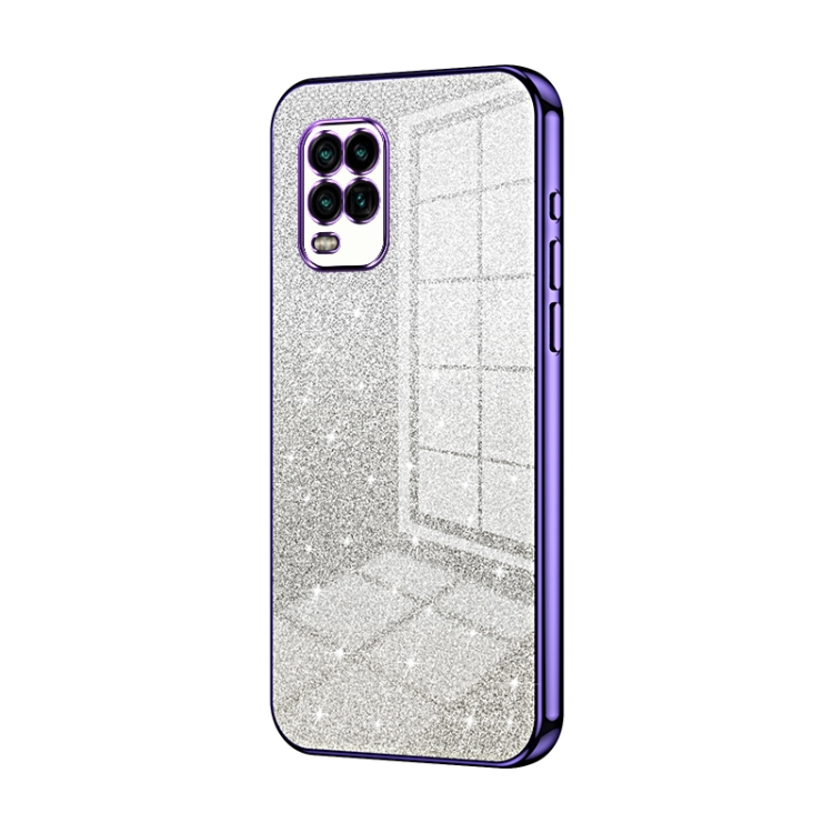 

For Xiaomi Mi 10 Lite 5G Gradient Glitter Powder Electroplated Phone Case(Purple)