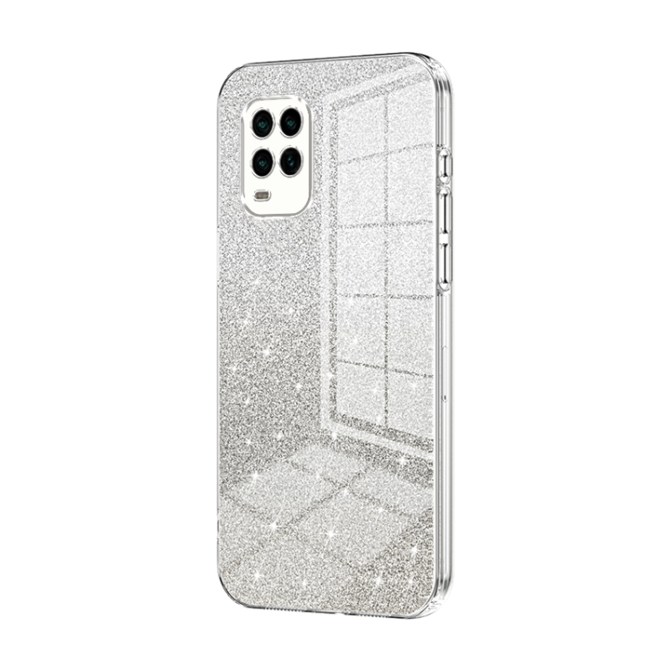 

For Xiaomi Mi 10 Lite 5G Gradient Glitter Powder Electroplated Phone Case(Transparent)