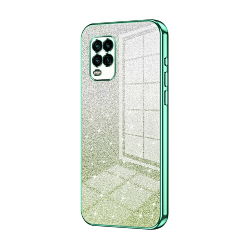 

For Xiaomi Mi 10 Lite 5G Gradient Glitter Powder Electroplated Phone Case(Green)