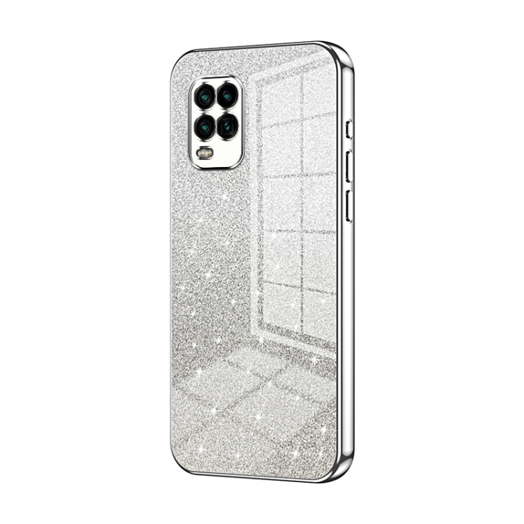 

For Xiaomi Mi 10 Lite 5G Gradient Glitter Powder Electroplated Phone Case(Silver)