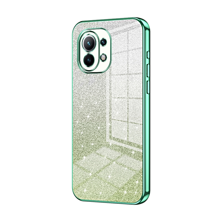 

For Xiaomi Mi 11 Gradient Glitter Powder Electroplated Phone Case(Green)