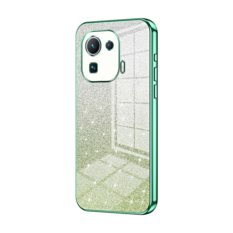 

For Xiaomi Mi 11 Pro Gradient Glitter Powder Electroplated Phone Case(Green)