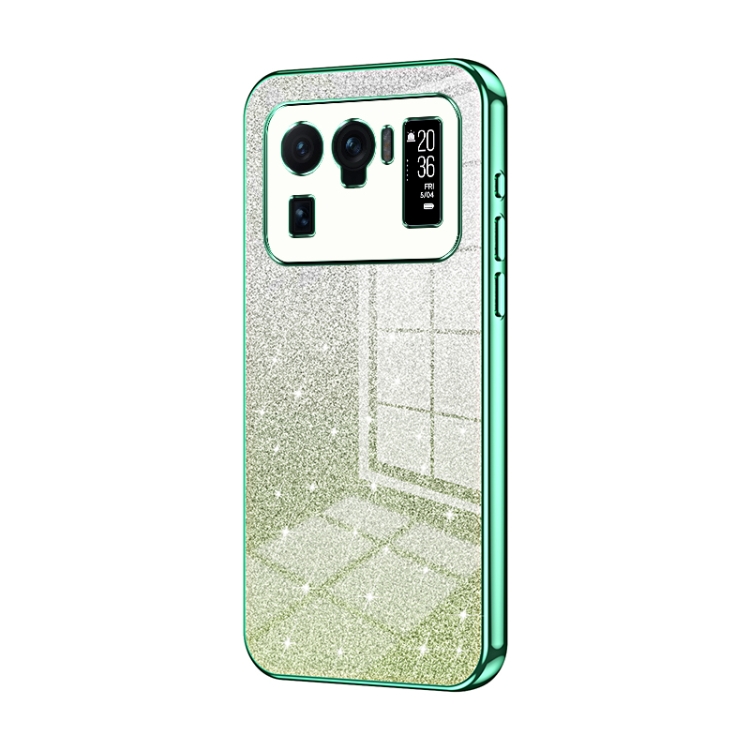 

For Xiaomi Mi 11 Ultra Gradient Glitter Powder Electroplated Phone Case(Green)