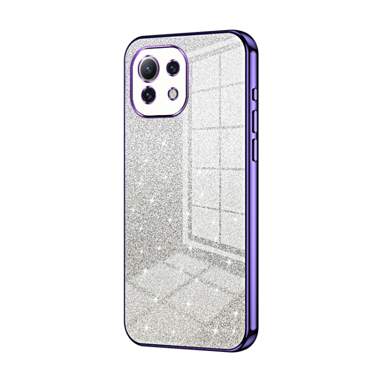 

For Xiaomi Mi 11 Lite 4G / 5G Gradient Glitter Powder Electroplated Phone Case(Purple)