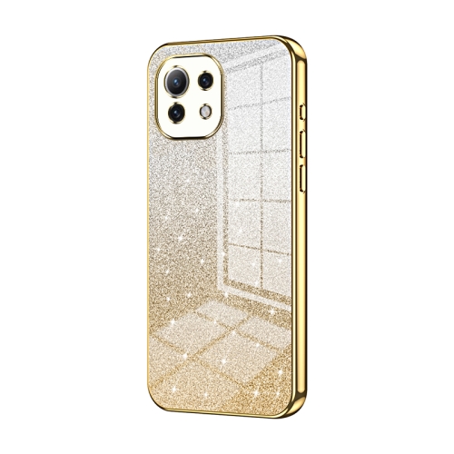 

For Xiaomi Mi 11 Lite 4G / 5G Gradient Glitter Powder Electroplated Phone Case(Gold)