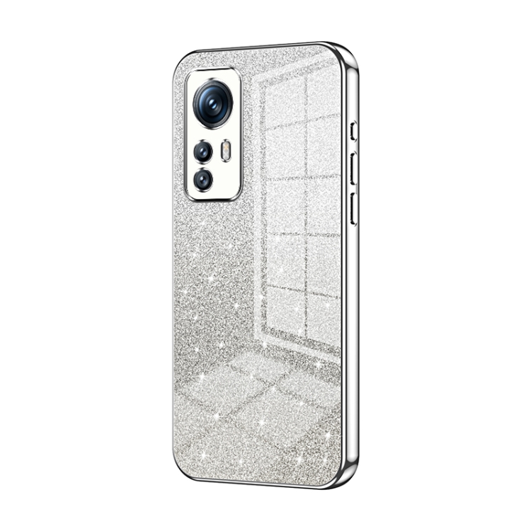 

For Xiaomi 12S Gradient Glitter Powder Electroplated Phone Case(Silver)