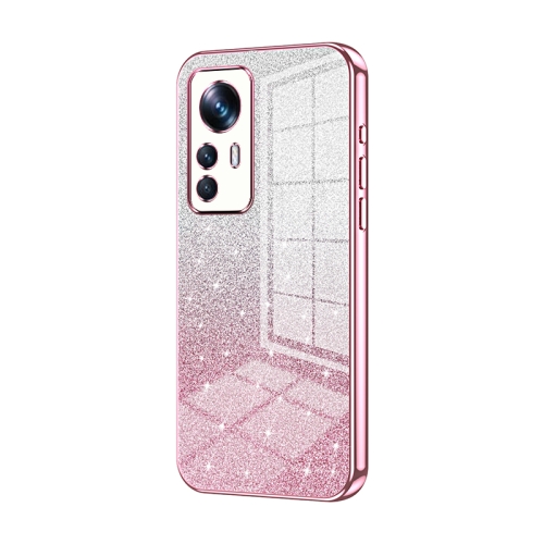 

For Xiaomi 12T Pro Gradient Glitter Powder Electroplated Phone Case(Pink)