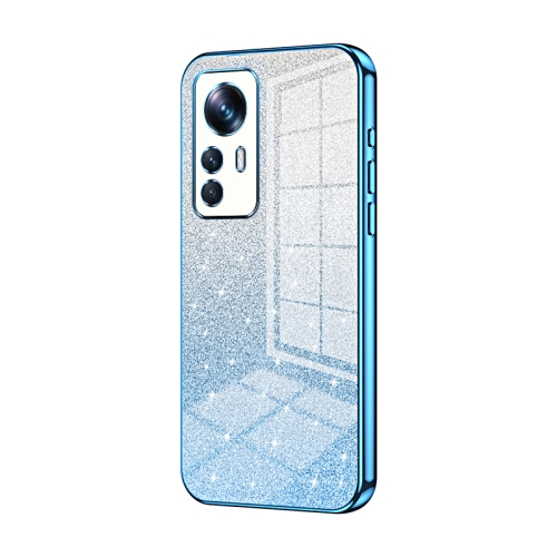 

For Xiaomi 12T Pro Gradient Glitter Powder Electroplated Phone Case(Blue)