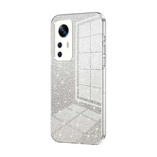 

For Xiaomi 12T Pro Gradient Glitter Powder Electroplated Phone Case(Transparent)