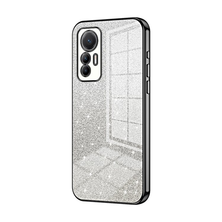 

For Xiaomi 12 Lite Gradient Glitter Powder Electroplated Phone Case(Black)